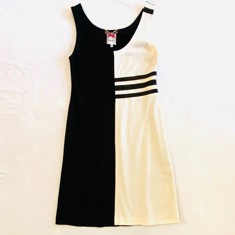 Yoana Baraschi dress Women's Medium black cream knit sleeveless Bodycon luxury - Picture 3 of 9